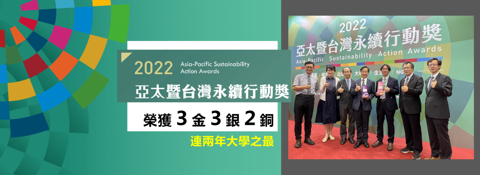 2022年亞太暨台灣永續行動獎頒獎  東海大學榮獲三金三銀二銅  連兩年大學之最